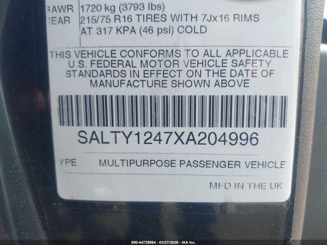 Aukcja sprzedaży 1999 Land Rover Discovery Series Ii, vin: SALTY1247XA204996, numer aukcji: 44729064
