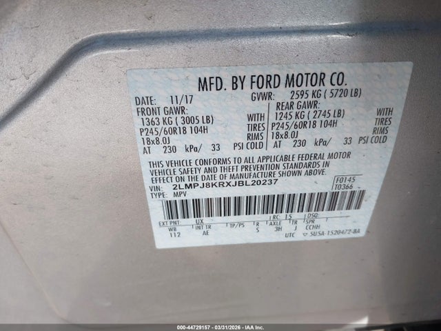 Lincoln Mkx Select 2018 2LMPJ8KRXJBL20237 Image 9