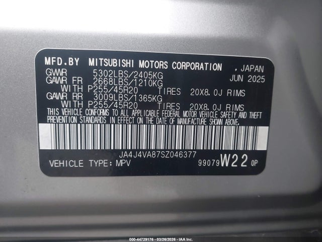 2025 MITSUBISHI OUTLANDER JA4J4VA87SZ046377 Photo 8
