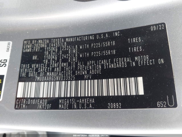 Toyota Corolla Cross Xle 2022 7MUDAABG5NV033925 Image 9