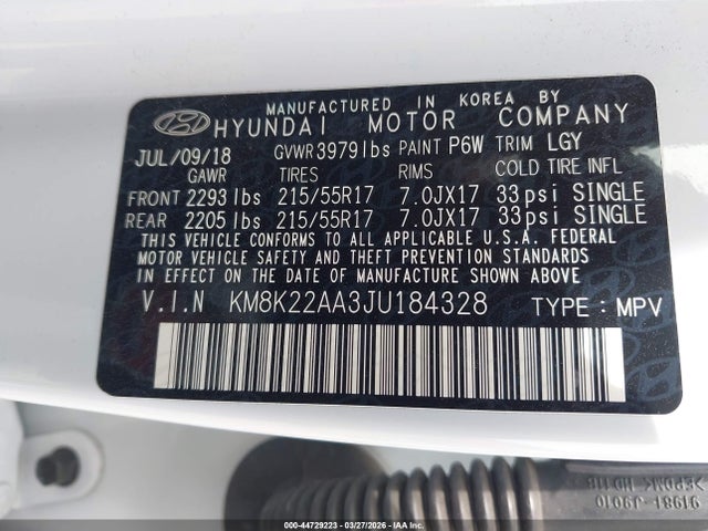 2018 HYUNDAI KONA KM8K22AA3JU184328 Photo 8