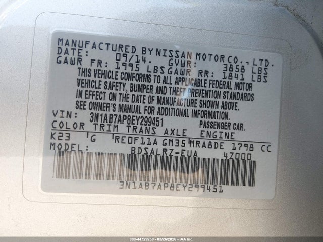 Nissan SENTRA SR 2014 3N1AB7AP8EY299451 Image 9