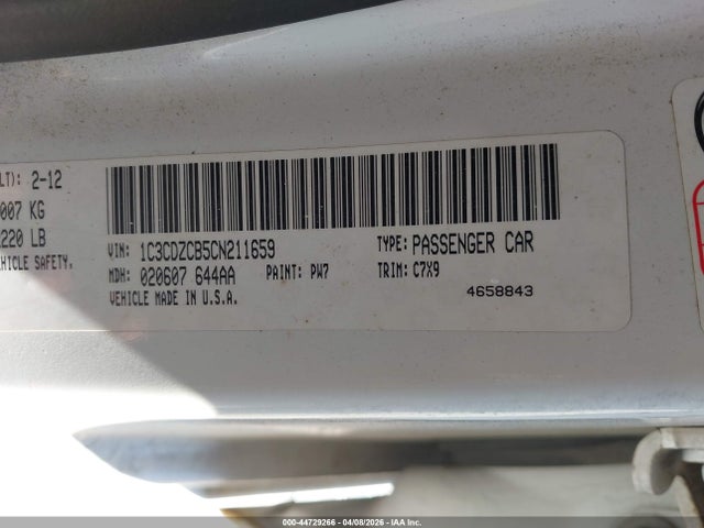Aukcja sprzedaży 2012 Dodge Avenger Sxt, vin: 1C3CDZCB5CN211659, numer aukcji: 44729266