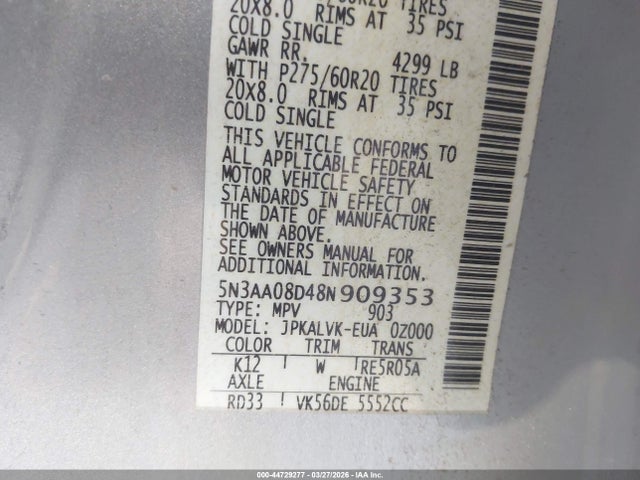 Продаж на аукціоні авто 2008 Infiniti Qx56, vin: 5N3AA08D48N909353, номер лоту: 44729277
