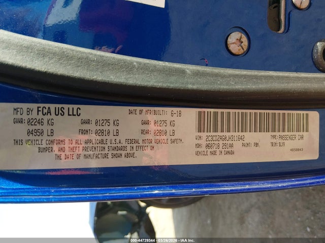 44729344 :رقم المزاد ، 2C3CDZAG0JH311642 vin ، 2018 Dodge Challenger Sxt Plus مزاد بيع