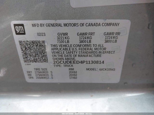 Aukcja sprzedaży 2023 Chevrolet Silverado 1500 4wd  Short Bed Rst, vin: 2GCUDEED4P1130814, numer aukcji: 44729350