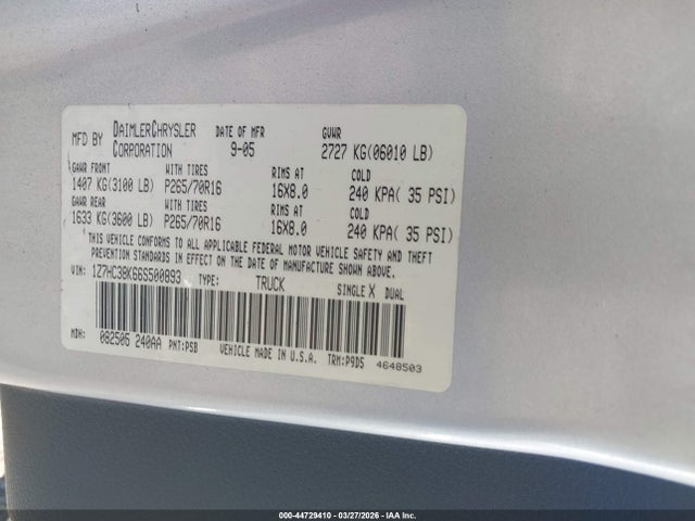 Продаж на аукціоні авто 2006 Mitsubishi Raider Duro Cross V6, vin: 1Z7HC38K66S500893, номер лоту: 44729410