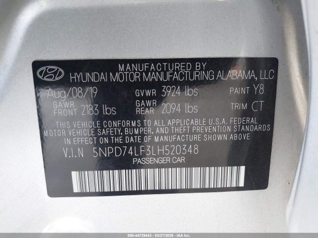 Hyundai ELANTRA SE 2020 5NPD74LF3LH520348 Image 9