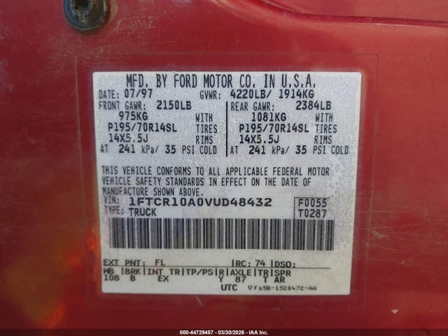 1997 FORD RANGER 1FTCR10A0VUD48432 Photo 8