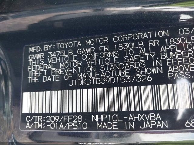 2013 TOYOTA PRIUS C JTDKDTB39D1537326 Photo 8