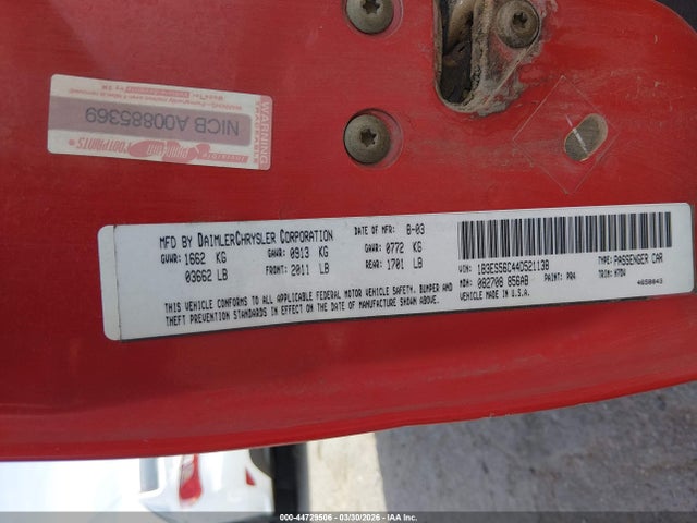 Продажа на аукционе авто 2004 Dodge Neon Sxt, vin: 1B3ES56C44D521138, номер лота: 44729506