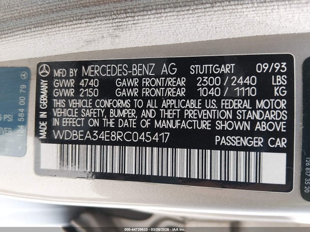 1994 MERCEDES-BENZ E WDBEA34E8RC045417 Photo 8