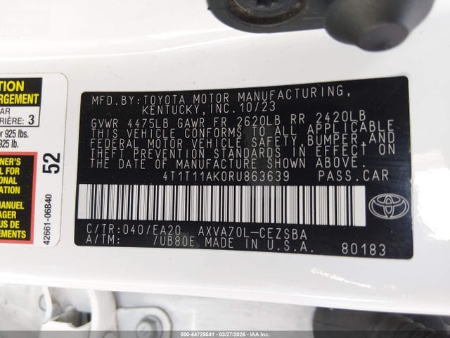 4T1T11AK0RU863639 Toyota CAMRY SE