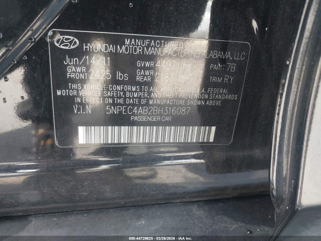 2011 HYUNDAI SONATA 5NPEC4AB2BH316087 Photo 8
