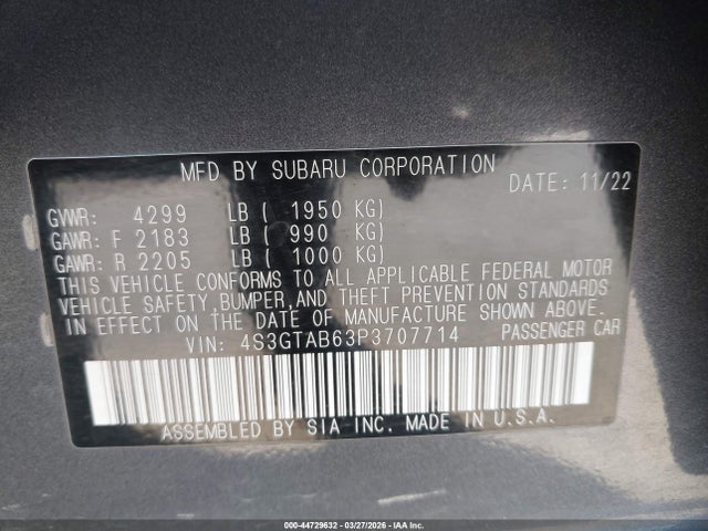 Subaru Impreza Base 5-door 2023 4S3GTAB63P3707714 Image 9