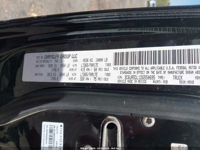 44729634 :رقم المزاد ، 3C6UR5DL1DG550695 vin ، 2013 Ram 2500 Slt مزاد بيع