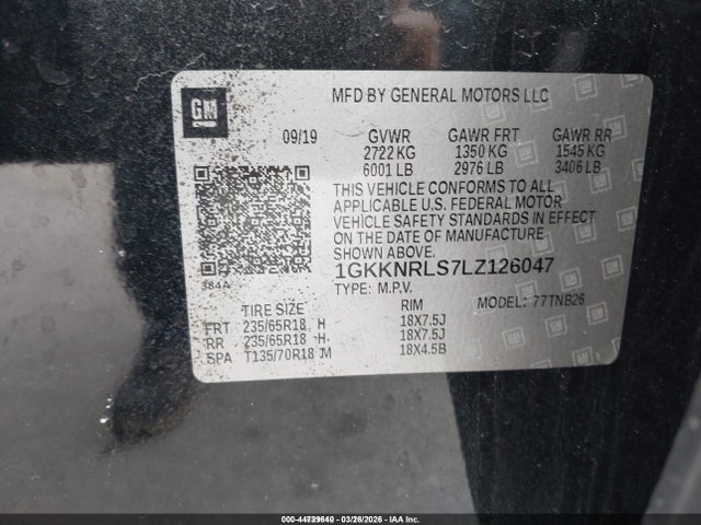 Aukcja sprzedaży 2020 Gmc Acadia Fwd Sle, vin: 1GKKNRLS7LZ126047, numer aukcji: 44729640