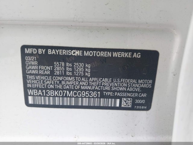 Продажа на аукционе авто 2021 Bmw M550i Xdrive, vin: WBA13BK07MCG95361, номер лота: 44729663