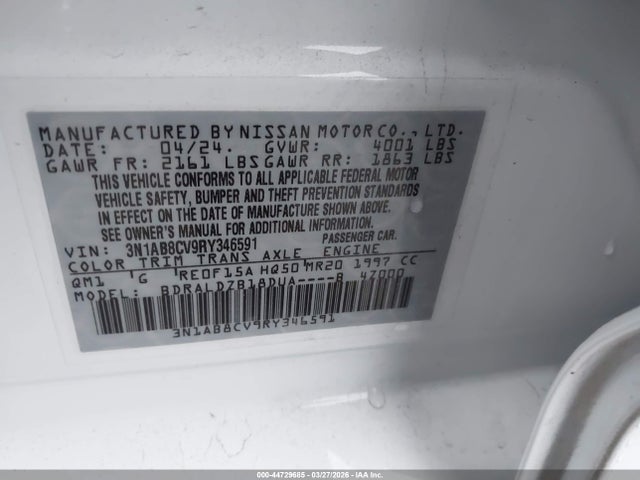 Nissan Sentra Sv Xtronic Cvt 2024 3N1AB8CV9RY346591 Image 9