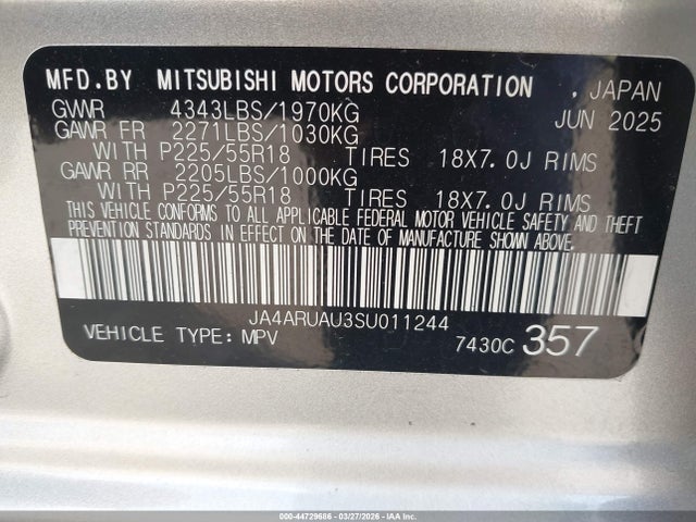 2025 MITSUBISHI OUTLANDER SPORT JA4ARUAU3SU011244 Photo 8