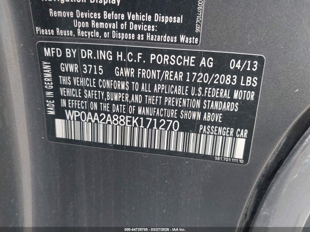 2014 PORSCHE CAYMAN WP0AA2A88EK171270 Photo 8