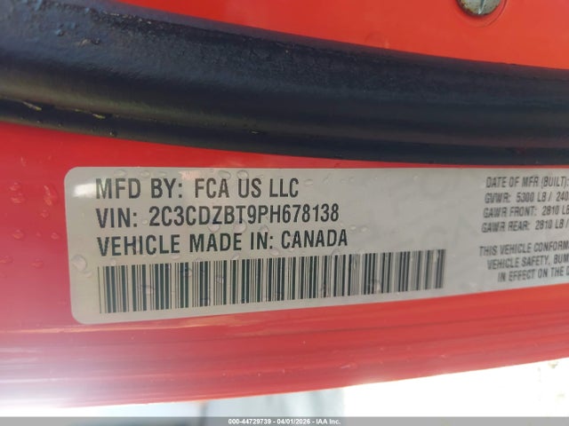 Продажа на аукционе авто 2023 Dodge Challenger R/t, vin: 2C3CDZBT9PH678138, номер лота: 44729739