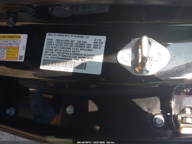44729747 :رقم المزاد ، 5FNYF6H09MB003625 vin ، 2021 Honda Pilot Awd Elite مزاد بيع