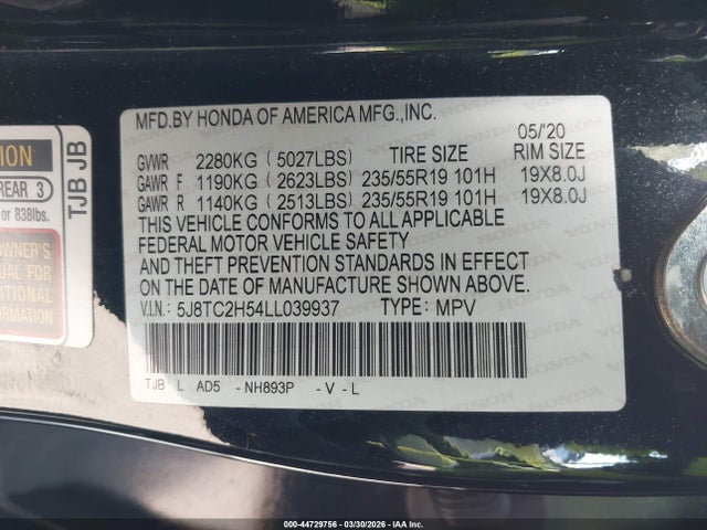 Продаж на аукціоні авто 2020 Acura Rdx Technology Package, vin: 5J8TC2H54LL039937, номер лоту: 44729756