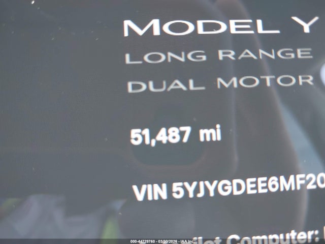 Aukcja sprzedaży 2021 Tesla Model Y Long Range Dual Motor All-wheel Drive, vin: 5YJYGDEE6MF200110, numer aukcji: 44729760