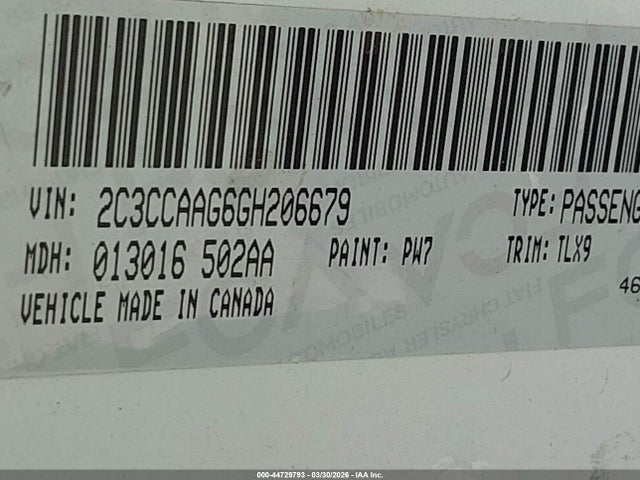 Продажа на аукционе авто 2016 Chrysler 300 Limited, vin: 2C3CCAAG6GH206679, номер лота: 44729793