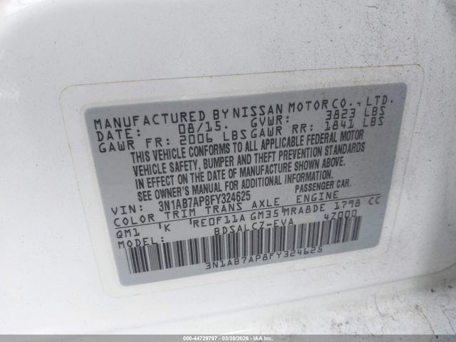 3N1AB7AP8FY324625 Nissan SENTRA S