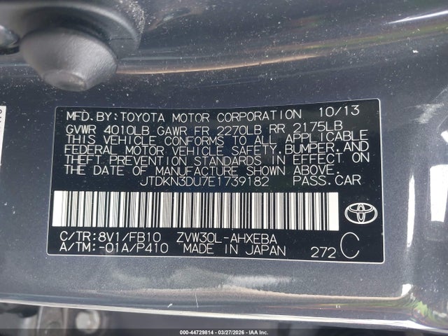 Toyota Prius 2014 JTDKN3DU7E1739182 Image 9