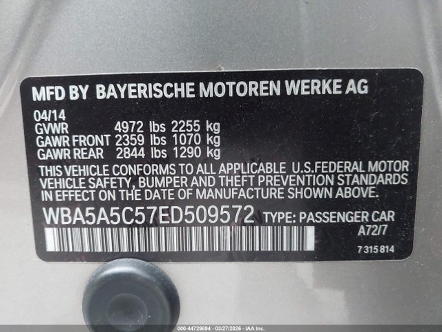 2014 BMW 528I WBA5A5C57ED509572 Photo 8