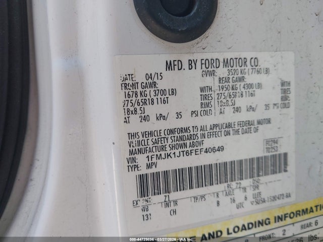 2015 FORD EXPEDITION EL 1FMJK1JT6FEF40649 Photo 8