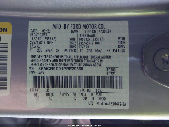 Ford Bronco Sport Badlands 2023 3FMCR9D91PRE29668 Image 9