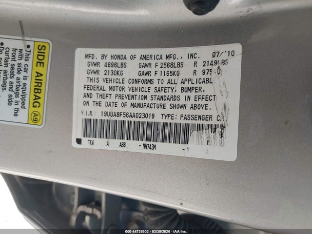 Aukcja sprzedaży 2010 Acura Tl 3.5, vin: 19UUA8F56AA023019, numer aukcji: 44729902