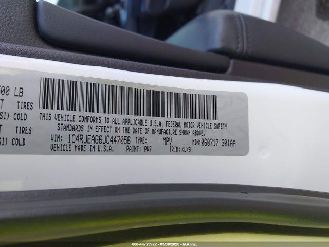 Aukcja sprzedaży 2018 Jeep Grand Cherokee Altitude 4x2, vin: 1C4RJEAG6JC447056, numer aukcji: 44729922
