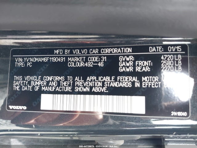 Volvo S80 T5 Platinum 2015 YV140MAM6F1190491 Image 9