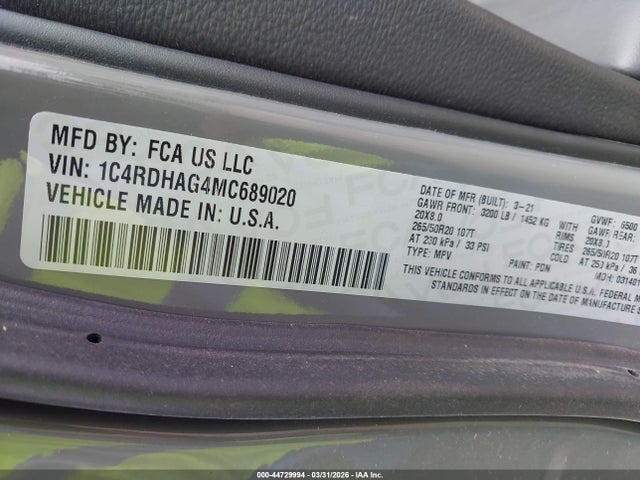 Dodge Durango Sxt Plus Rwd 2021 1C4RDHAG4MC689020 Image 9