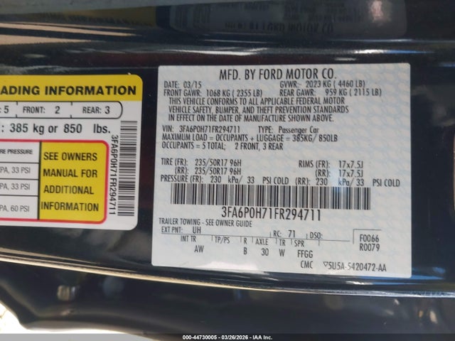 3FA6P0H71FR294711 Ford FUSION SE