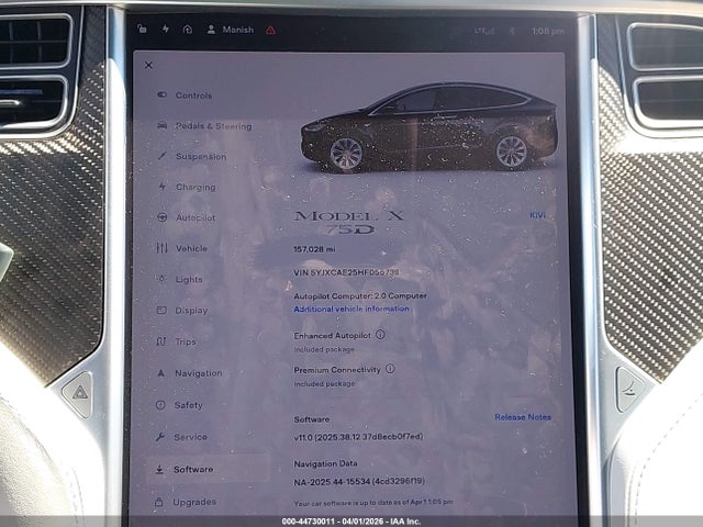 Продаж на аукціоні авто 2017 Tesla Model X 100d/75d/90d, vin: 5YJXCAE25HF055739, номер лоту: 44730011