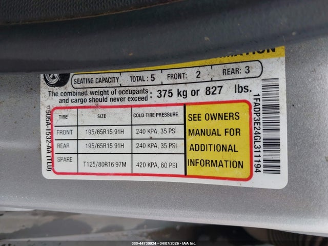 Ford FOCUS S 2016 1FADP3E24GL311194 Image 9