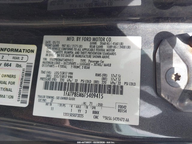 Продаж на аукціоні авто 2015 Ford Mustang V6, vin: 1FATP8EM6F5409415, номер лоту: 44730031