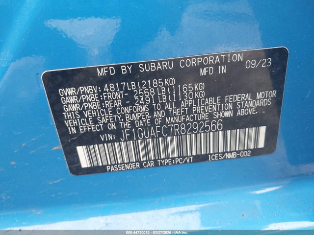 Продажа на аукционе авто 2024 Subaru Impreza Sport 5-door, vin: JF1GUAFC7R8292566, номер лота: 44730053