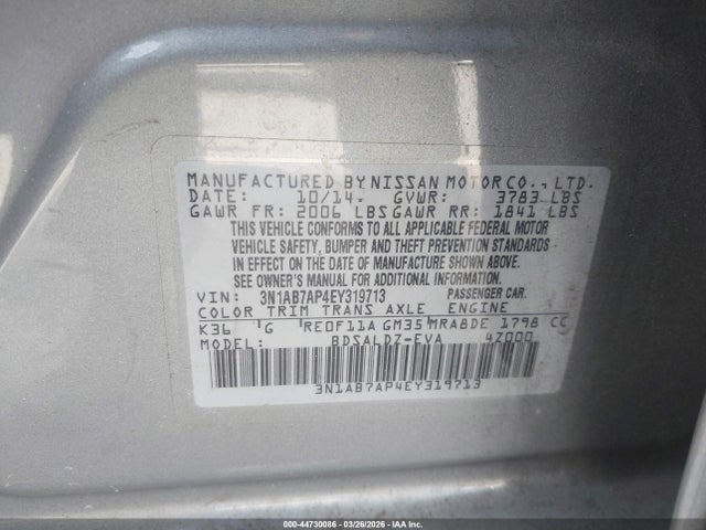 Nissan SENTRA SV 2014 3N1AB7AP4EY319713 Image 9