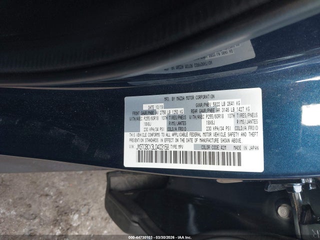 44730103 :رقم المزاد ، JM3TCBCY3L0403158 vin ، 2020 Mazda Cx-9 Touring مزاد بيع
