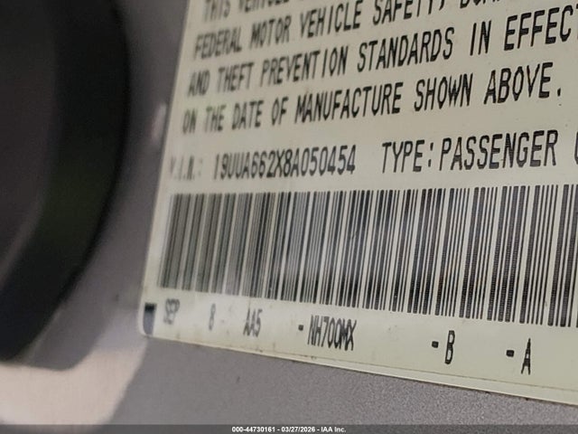 2008 ACURA TL 19UUA662X8A050454 Photo 8