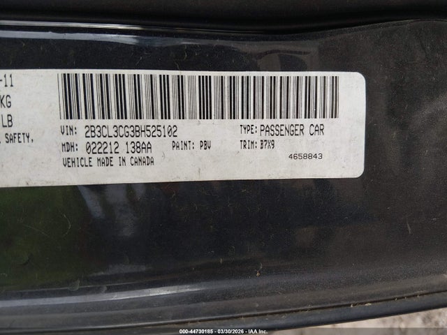 Aukcja sprzedaży 2011 Dodge Charger, vin: 2B3CL3CG3BH525102, numer aukcji: 44730185