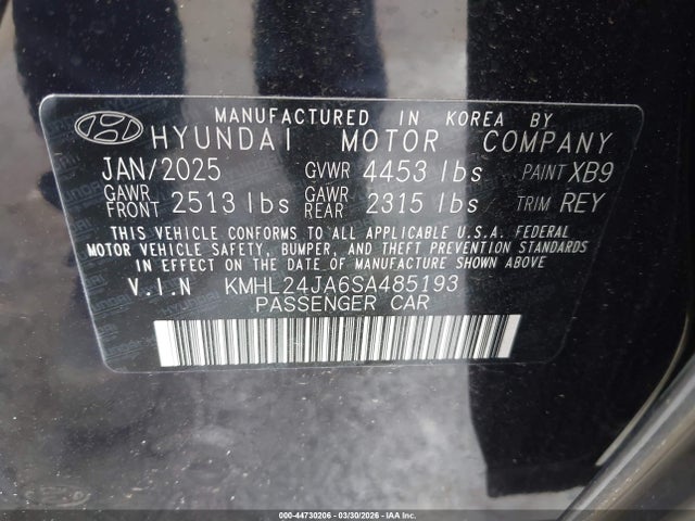 2025 Hyundai Sonata Se მანქანა იყიდება აუქციონზე, vin: KMHL24JA6SA485193, აუქციონის ნომერი: 44730206