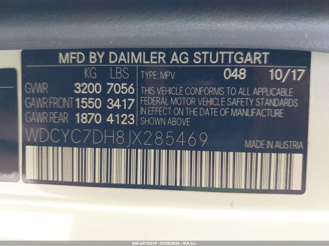 WDCYC7DH8JX285469 Mercedes-Benz Amg G 63 4matic